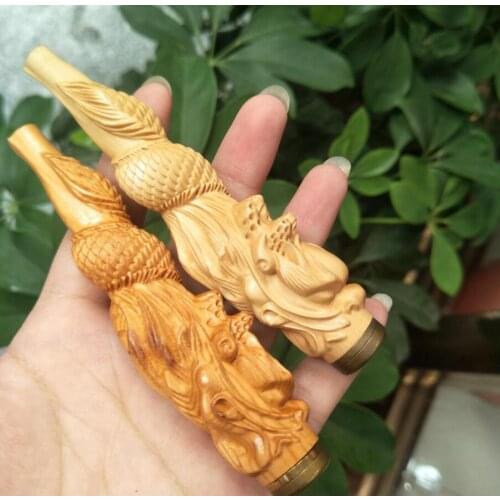 Copper Statue 1pc Manufacturer wholesales boxwood three-dimensional precision carving double filter cigarette holder and pipe