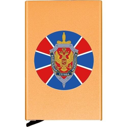 Metal Case Russia Security Service FSB Printing Credit Card Holder Men Slim Anti Protect Travel ID Cardholder Women Rfid Wallet