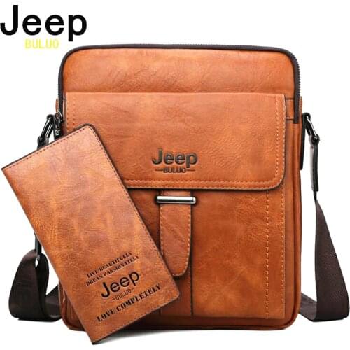 JEEP BULUO Brand High Quality Large Capacity Man Bag Crossbody Shoulder Tote Bags For Male Split Leather Men Messenger Bags
