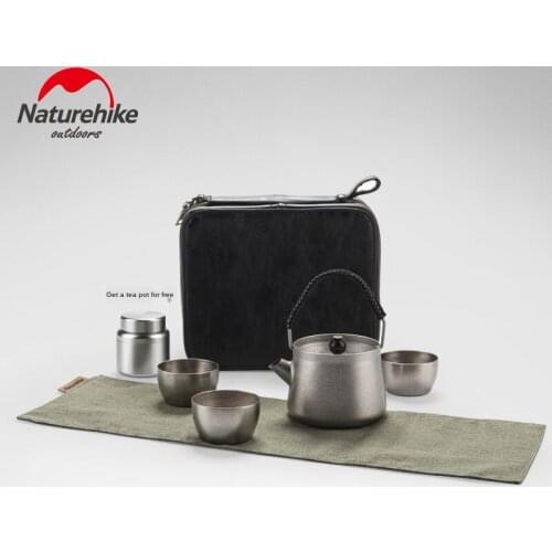 Naturehike Wild Titanium Tea Set Pure Titanium Small Tea Cup Outdoor Tea Making Device Titanium Teapot Titanium Cup
