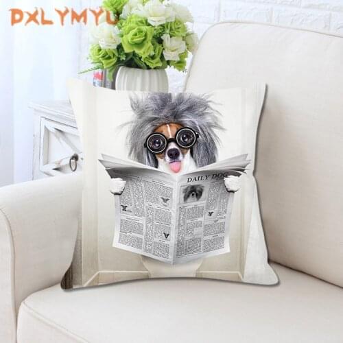 Nordic Cartoon Dog Printing Cushion Cover Polyester Pillow Case Home Decorative Pillows Cover for Sofa Car