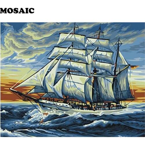 New 5d Diamond Embroidery,3d DIY Diamond Painting Boat Sailing Diamond Painting Cross Stitch Rhinestone Mosaic home Decoration