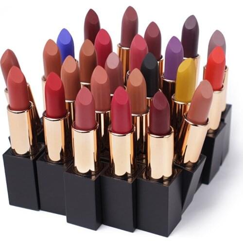 100pcs Customized Your LOGO Nude Glitter Lipstick Makeup Long Lasting Velve Sexy Shimmer Lip Stick Private Label Cosmetics