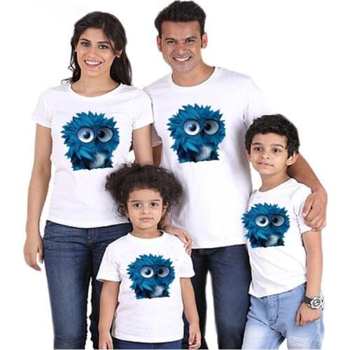 Family Matching Shirt Short Sleeve Animal Tops Father Mother Son Daughter Matching Clothes Family Look Cute Cotton Shirts