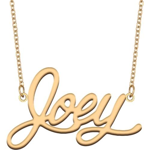 Joey Name Necklace for Women Stainless Steel Jewelry 18k Gold Plated Nameplate Pendant Femme Mother Girlfriend Gift