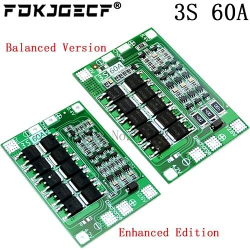 Enhance/Balance 3S 60A BMS Board/ Li-ion 12.6V 18650 BMS PCM Battery Protection Board for Li-ion Battery/18650 Battery CHARGER