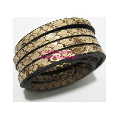 5x2mm Metallic Khaki snake leather cord 5mm Flat leather cord