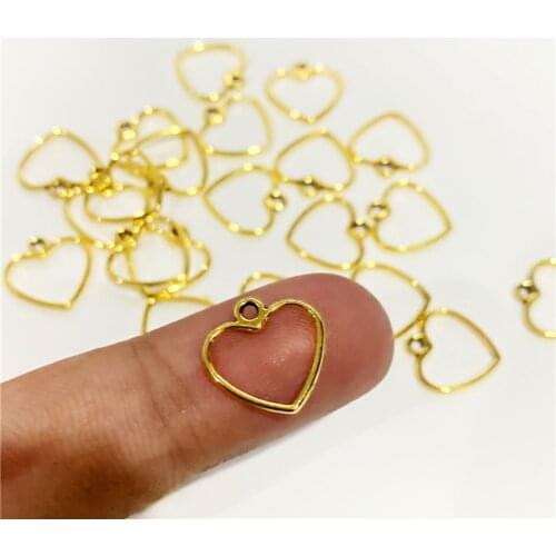 100pcs 13mm Mini Sweetheart Hollow Love Heart Pendant Rose Gold Jewelry Making DIY Bracelet Necklace Handmade Craft Accessories
