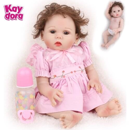 KAYDORA Reborn Baby Dolls 18 Inch 48cm Lifelike Full Body Vinyl Bebe Girl Bath Playmates Benoca Kids Cute Menina Birthday Gifts