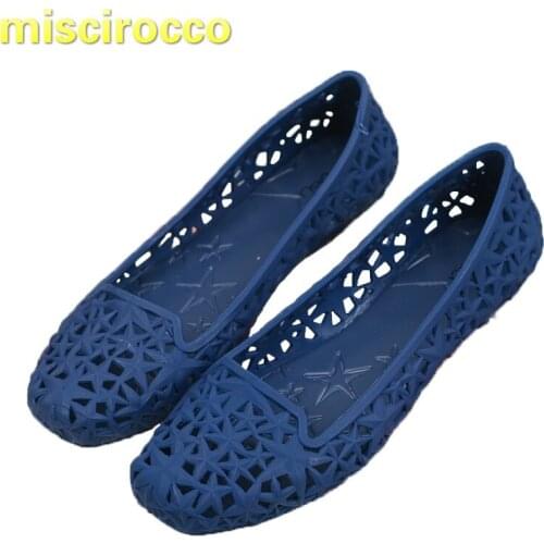 Womens Shoes Jelly Shoes Womens Summer Flats Rain Shoes Summer Plastic Beach Leisure Hollow Out Sandals Quick drying
