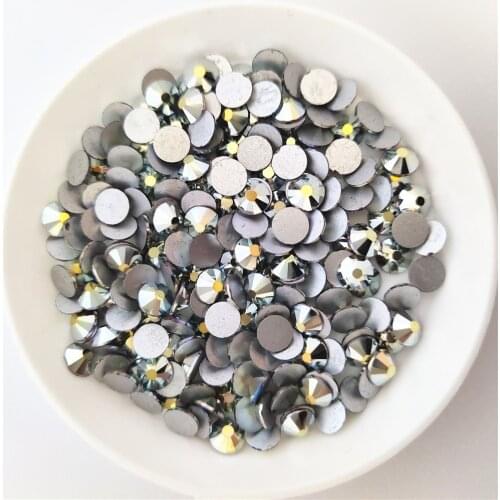 Green Silver Super Bright Crystal Non Hotfix Glue On Rhinestone Glass Strass 3D Nail Art Decoration Garment SS6~SS30