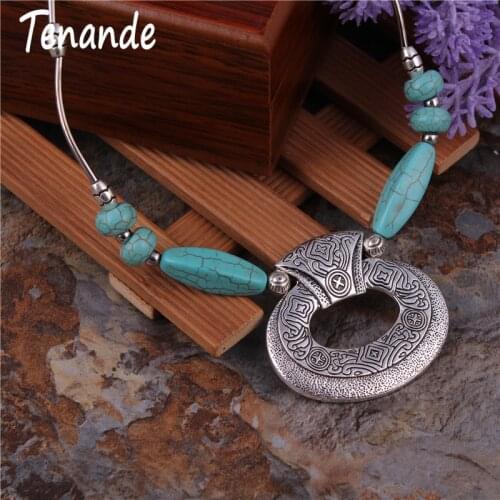 Tenande Hollow Carved Leaves Geometric Natural Stone Beads for Women Vintage Accessories Tribal Jewelry Colares