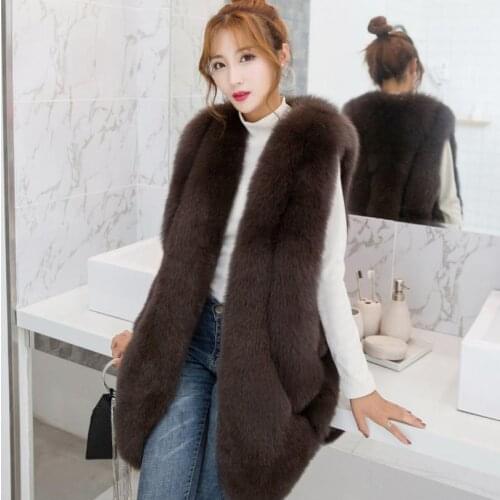 Faux Fox Fur Coat Vest Fake Fur Vest Sleeveless Waistcoat Female Winter Fashion Womens Patchwork Fur Thicken Warm Outwear L1690