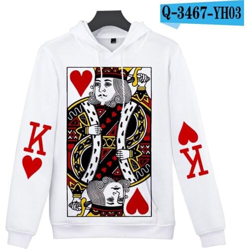 New Personality Hoodie Poker Hoodies Men Women Sweatshirts Harajuku Print Red heart K Poker 3D Hoodies Mens Sport Sweatshirts