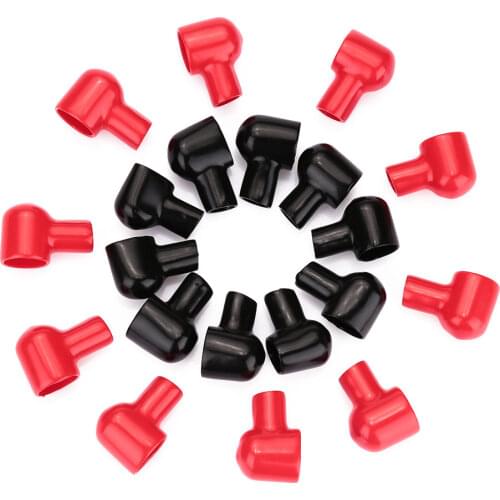 Vehemo 20Pcs Terminal Boots Round Black Red Battery Insulating Covers Rubber Skins Tool