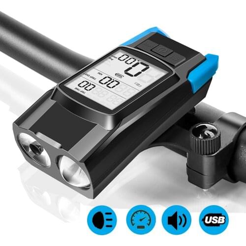 4000mAh Bicycle Front Light Set USB Rechargeable Headlight With Speedometer Horn 800 Lumen LED Bike Lamp Cycling FlashLight