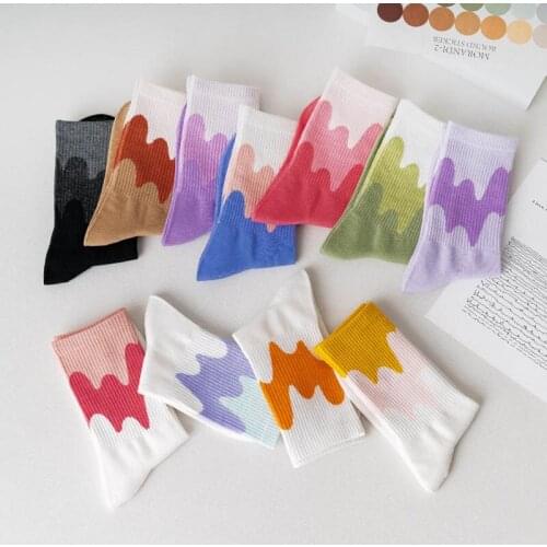 Spring Ins Fashion Pinkycolor Women Socks Girls New Street Sports Warmer Thicken Solid Colorful Middle Tube Soft Sock