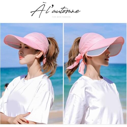 Retractable Women Sun Visor Summer Sun Hat Unisex UV Hat Cap Beach Headwear MC889