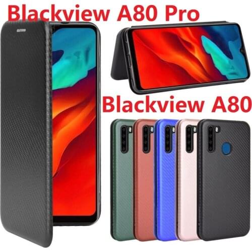 Carbon Fiber For Blackview A80 Pro Case Magnetic Book Stand Flip Card Protective Wallet PU Leather Blackview A70 Cover