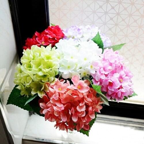 Upscale Hydrangea Artificial Silk Flower Stems 5 Inch Dia Flower Head 6 Colors Available For Home Wedding Party Decorations