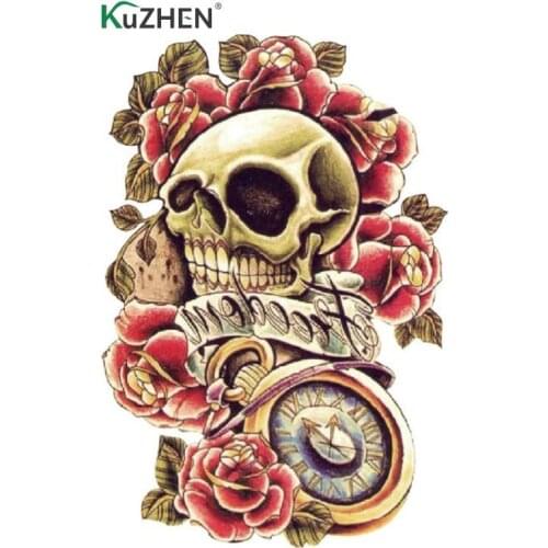 3D Women Men Sexy Arm Stickers Sleeve Body Shoulder Tattoos Waterproof Punk Skull Temporary Tattoo