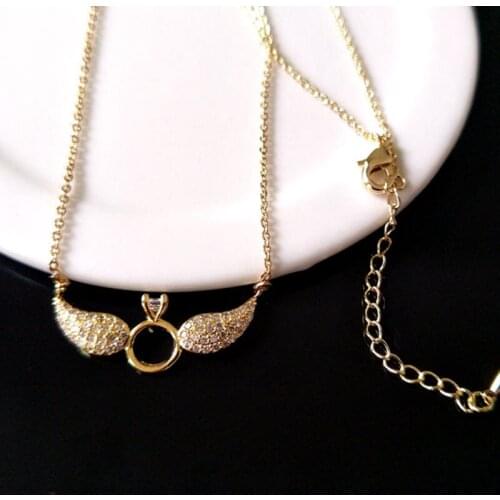 10Pcs Wings of angels Double Bails Connector Necklace,CZ zircon Micro pave crystal Charm Jewelry making for woman NK64