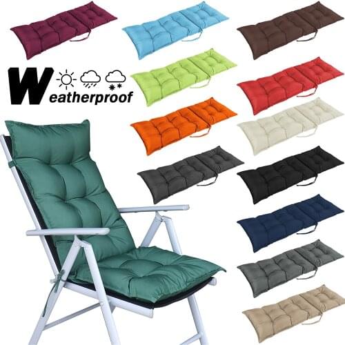 120*50*8cm Outdoor Waterproof High Back Seat Cushions Chaise Lounge Garden Patio Sun Bed Lounger Recliner Lace Up Cushion Pad