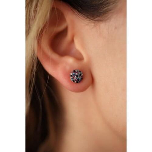 925 Sterling Silver Earrings Round Model Mix Stone Jewelry Elegant And Stylish Accessory Gift For Women Trendy Fashion New