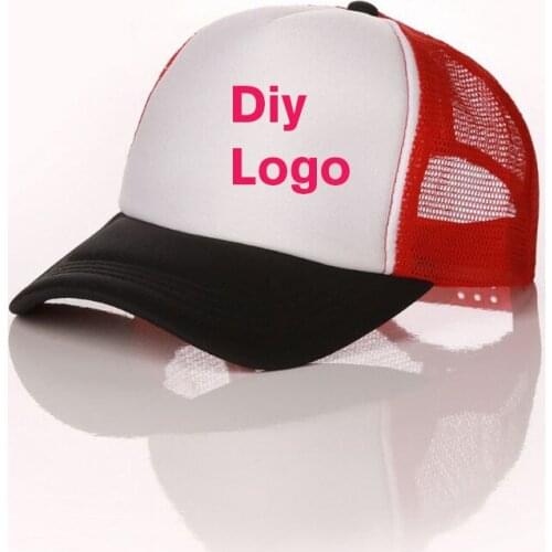 25pcs/lot DIY Custom Logo Baseball Caps Adult Sport Mesh Sun Snapback Hats Womens DIY Logo Printed