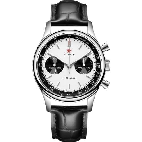 Classic 1963 Watch 40mm White Panda Chronograph Seagull ST1901 Hand Wind Movement 30M Waterproof Sapphire Military Mens Watches