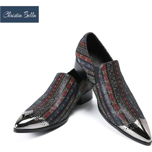 Christia Bella Metal Pointed Toe Loafers Men Dress Shoes Brand Formal Men Shoes Business Oxford Shoes for Men New Wedding Shoes