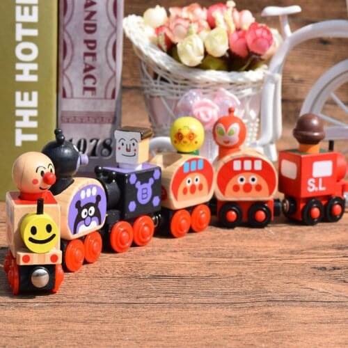 Baby wooden toys Toy Vehicles 6pcs magic Train Bread Surperman Educational table Games small Train for children gifts