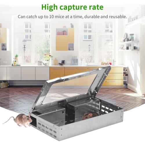 Home Catch Mouse Trap Clear Window Design Reusable Mouse Traps for Home Kitchen Hotel Supermarket Warehouse