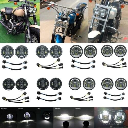 For Harley Dyna Fat Bob Black 4.65 inch Motor Style Head Lights for Harley FXDF Dyna Fatbob Led Motor Projector