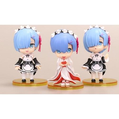 Re:Life in a different world from Zero 6 Pcs/Set Cute Rem Lovly Ram Dress PVC Action Figure Rem Ram Collect Model 9cm
