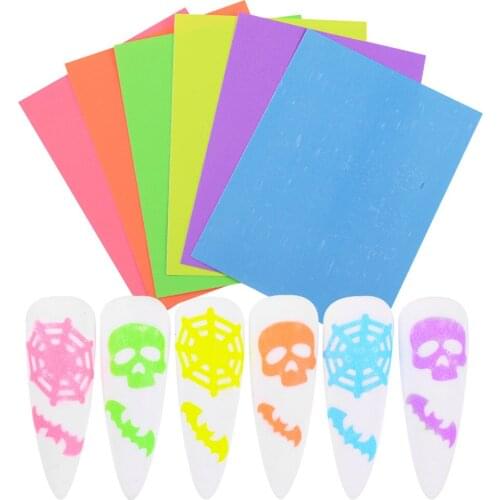 Holographic 3D Nail Sticker Holo Halloween DIY Laser Adhesive Decal Sticker Manicure Nail Art Decal New