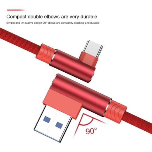 1M 90 Degree Data USB Type C Fast Charger Cable for iPhone 12 11 X Samsung S10 S9 Plus huawei P30 Pro USB C 3A Long Wire