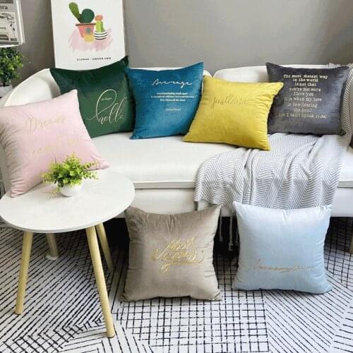 2Pcs Velvet Cushion Cover Embroidered Pillow Case Decorative Living Room Sofa Car Home Decor Green Pink Pillow Cover 45x45cm