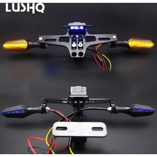 CNC Motorcycle License Plate Bracket holder Adjustable Flow LED For yamaha mt 10 r1 2009 xt660 xj6 ttr 250 dt 50 mt 09 tracer