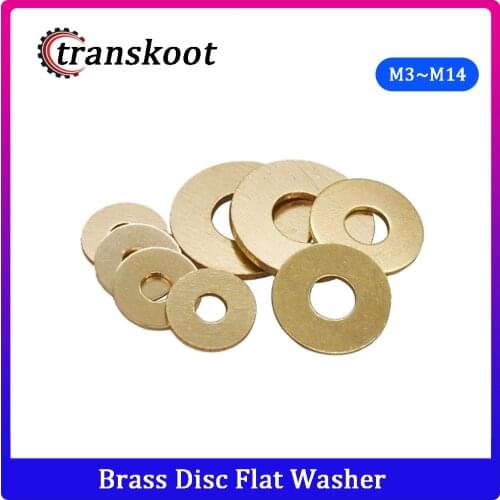 50pcs DIN125 ISO7089 M3 M4 M5 M6 m8 m10 M12 M14 Meson Pad Copper Sheet Metal Collar Brass Disc Flat Washer Gasket Ring