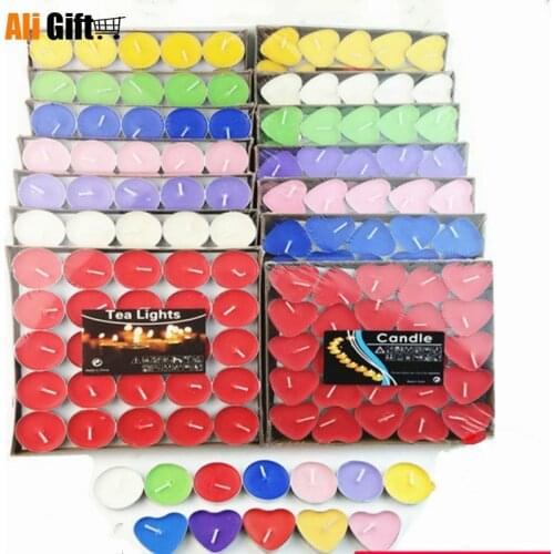 Fashion 50 Pieces Tea Lights Party Birthday Candle Wedding Birthday Scented Candle Fashion Valentines Day Gift Home Decorations