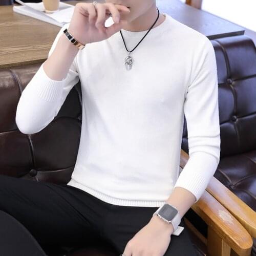2019 New Autumn Men Sweater O-Neck Mens Pullover Sweater Mens Coat Solid Color Man Sweaters Pull Clothes Long Sleeve Homme C240