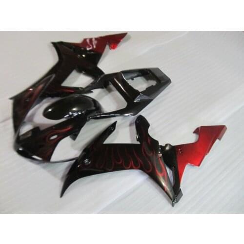 Red flames black Fairing kit for YAMAHA YZFR1 02 03 YZF R1 2002 2003 YZFR1000 yzfrr1 Motorcycle Fairings set+7gifts YB01