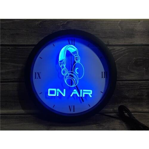 0M013 On Air Headphone Headset Studio APP RGB 5050 LED Neon Light Signs Wall Clock
