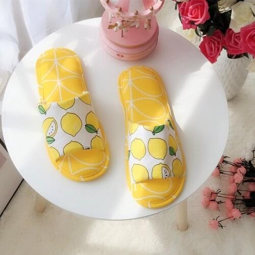 Spring and Autumn Lovely Clear Lemon Pattern Non Slip Home Indoor Silent Slippers