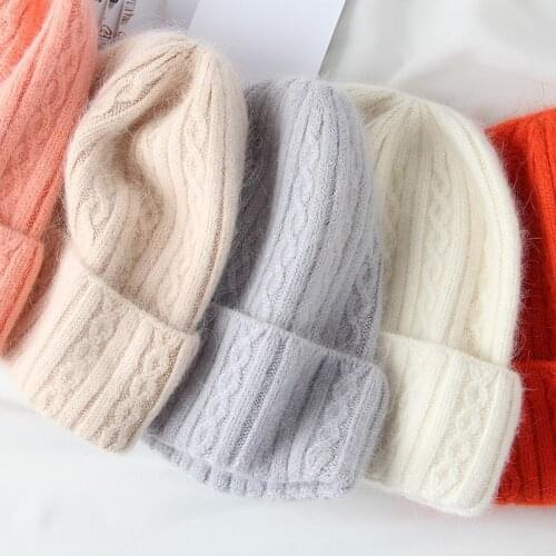2021 new beanie woolen hat female winter for women tide wild rabbit fur warm ear protection knitted hat cute pullover hat