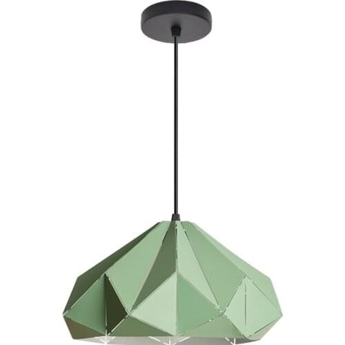 Post modern diamond model pendant lights macaron metal engraved dining room foyer bedroom droplight colorful LED Pendant lamp