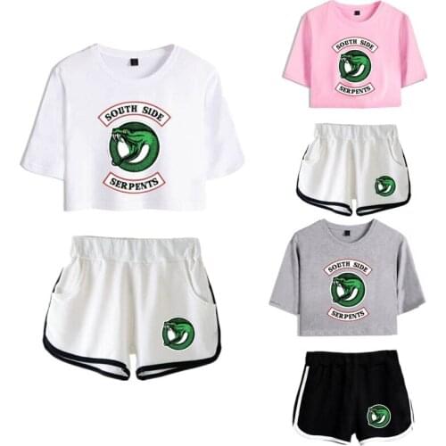 Riverdale Two Piece Full Sets Women Summer Sexy Printed T -Shirt Shorts Unisex New Fashion Coasual 3D Printing Top Shorts