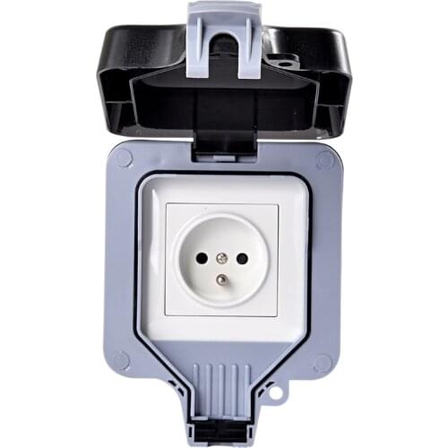 External Outdoor IP66 1 Slot Wall Socket Dustproof Surface-Mounted Protective Contact Weatherproof Adapter with Cover A5YD