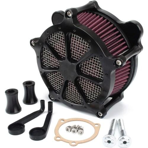 Air Cleaner Intake Filter Black Contrast Cut System Kit For Harley Touring Road King 93-2007 Dyna Twin Cam 99-2017 Softail FXST
